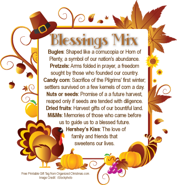 Thanksgiving Blessing Mix Blessings Mix Gift Tag